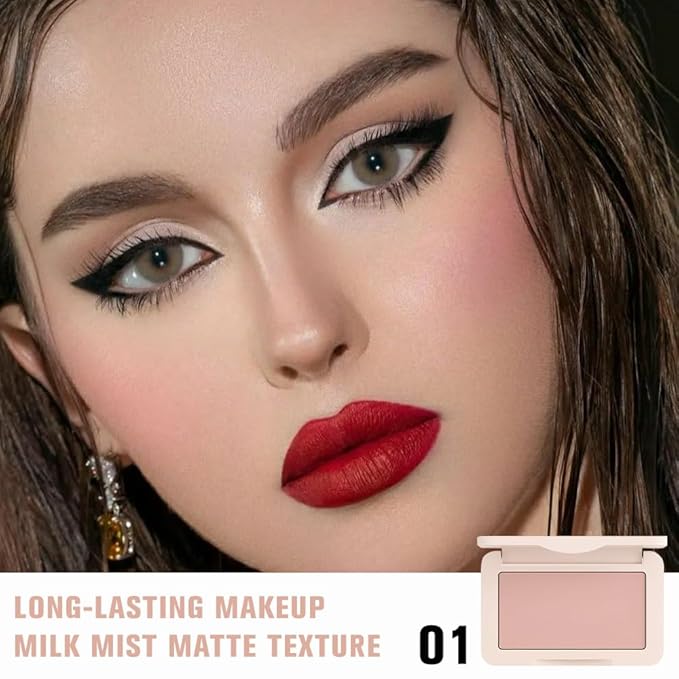 Nude Matte for Face Cheeks Blush, Natural Cream Blushes Makeup Palette, Skin Color Monochrome Blush Creamy Powder Palette Makeup for Older Women, Blushes Eyeshadow Foundation for Every Day 01