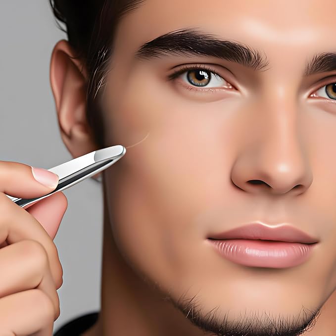 Tweezers for Women Facial Hair, 5Pcs Set, Round tip Eyebrow Tweezer for men, Professional Stainless Steel Pointed Splinter Ingrown Hair removal