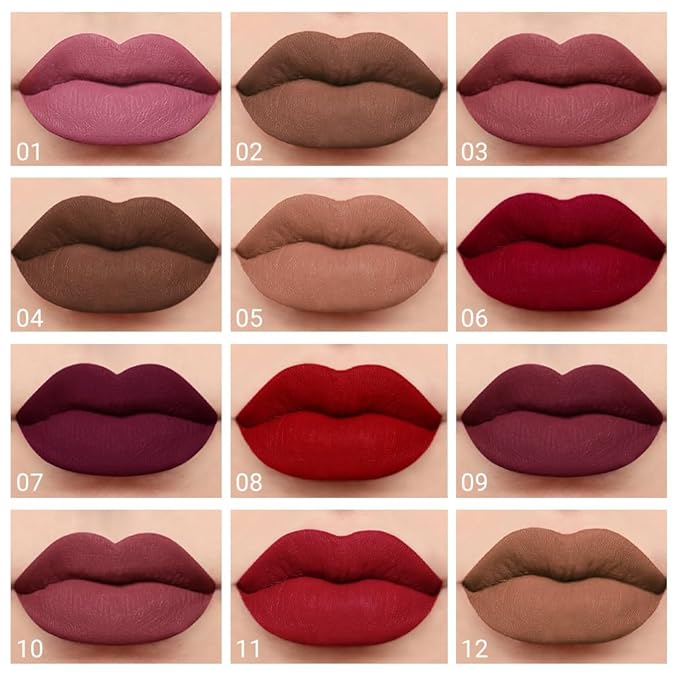 evpct 1Pcs Mauve Matte Liquid Lipstick Lip Gloss Glossy Set for Black Women 24 Hour Pink Silky Velvet Lipstick labiales matte larga duracion mate 24 horas originales 01#
