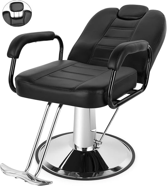 Artist hand Barbers Chairs, Heavy Duty Hydraulic Reclining Salon Chair Spa Furniture Shampoo Reclining Extra Wider Seat Beauty Hair Salon Equipment(Black)