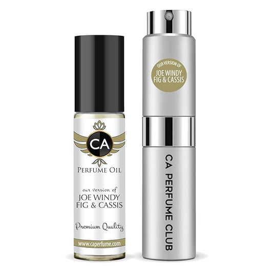 CA Perfume Duo Impression of Joe Windy Fig & Cassis For Women And Men Perfume Layering Set Long Lasting Travel Size EDP + Body Oil Roll-On Bottle 0.27 Fl Oz+0.33 Fl Oz