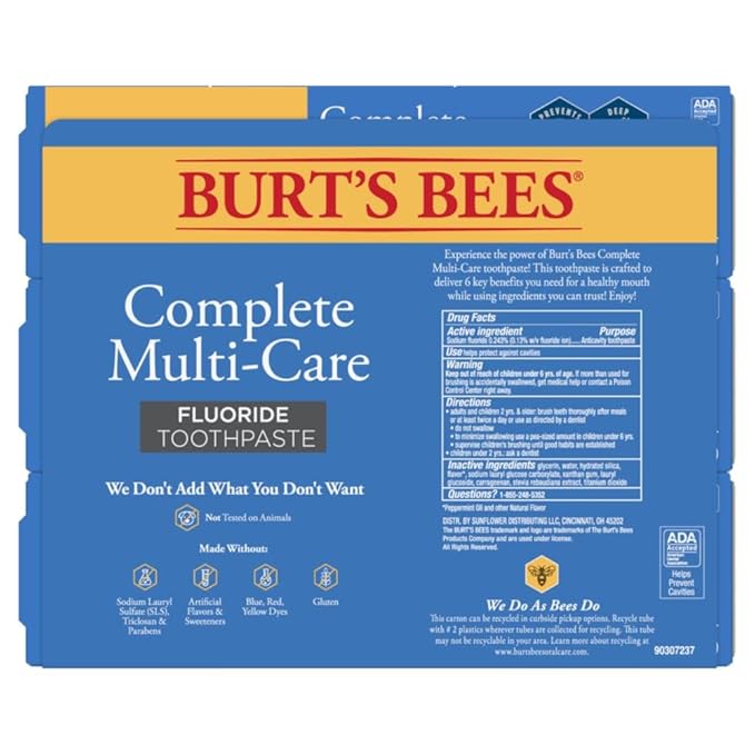 Burt's Bees Toothpaste Complete Multi Care, 4.7 oz, Pack of 3