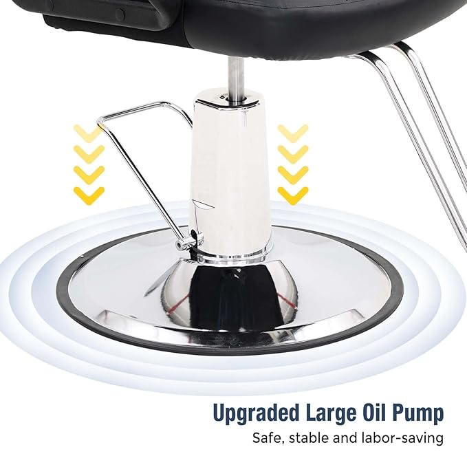 Tatub 360° Barber Chairs for Barbershop, Heavy Duty Hydraulic Pump Swivel Salon Chair with Height Adjustable, Salon Equipment for Hair Stylist - Dark Black