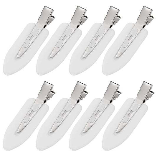 8Pcs No Bend No Crease Hair Clips - Styling Duck Bill Clips Alligator Hair Barrettes for Styling Sectioning, Small Gifts for Women Girl Salon Hairstyle Hairdressing Bangs Waves Makeup, White