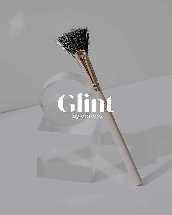 Glint Highlighter Special Set (Dewy Moon(Set), 0.08oz + Fan Brush) - Baked Highlighter for Natural Glow. Korean Makeup by LG Beauty. Rich Pigment, Silky Touch, Shimmer.
