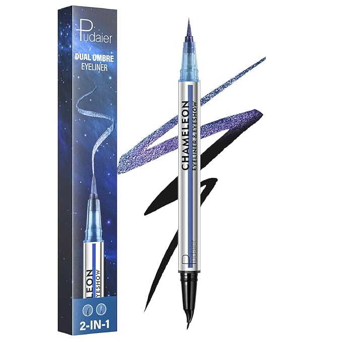 Black and Multichrome Waterproof Liquid Eyeliner, Stay All Day Eye Liner Pen with Precise Tips for Women, Smudge-Proof & Transfer-Resistant, Vegan & Cruelty-Free