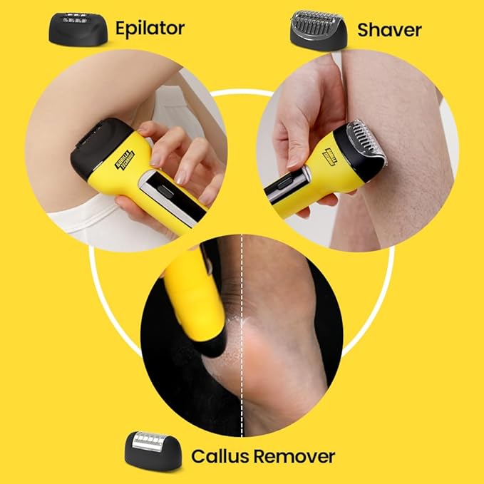 Gorilla Technique 3-in-1 Epilator 2000V, Facial & Body Hair Removal Device, Pain Relief Roller, Cordless Rechargeable Electric Tweezers & Shaver & Callus Remover, Women & Men, Korean Skin Care - 2000V