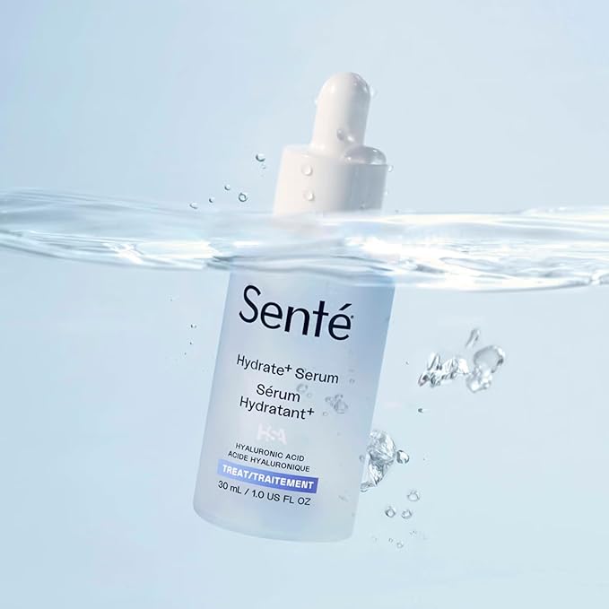 Senté Hydrate+ Serum | Hyaluronic Acid with HSA for Glass Skin | Deep Hydration & Barrier Support | Fast-Absorbing | Calms & Soothes | Paraben, Cruelty, Fragrance Free | 1.0 oz