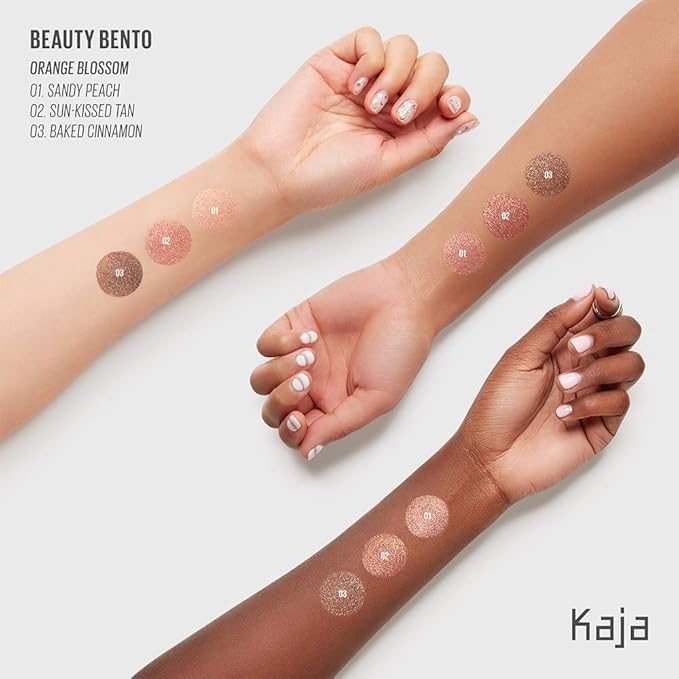 Kaja Beauty Bento Collection - Bouncy Eyeshadow Trio | Peach Orange Tones, Travel Size, 02 Orange Blossom, 2019 Allure Best of Beauty Award, 0.03 Oz