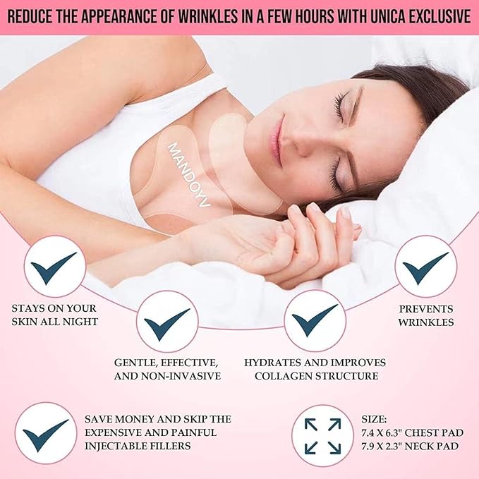 Neck Wrinkle Patches – Silicone Pads for Chest & Décolleté, Reusable Anti Ageing Skincare Patches for Overnight Hydration & Wrinkle Smoothing – 4 Pcs