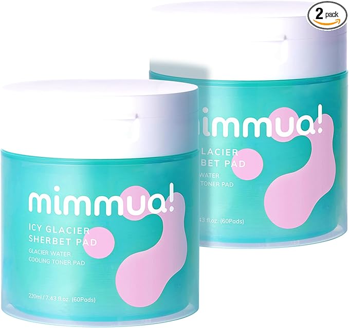 Ice Sorbet Toner Pads | Skin Prep Wipes for Puffiness, Under Eye Bags & Instant Face Lift | Gel Pads for Sunburn Relief & After Sun with 30% Glacial Water & Caffeine | Pack of 2 (120 Count)