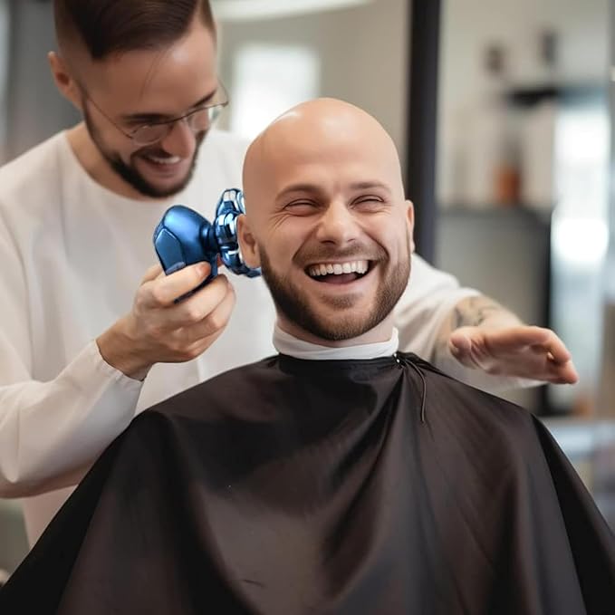 Detachable Head Shavers, SHPAVVER 5 in 1 Electric Razor IPX7 Waterproof for Bald Men, Wet Dry LED Display Rechargeable 7D Rotary Shaver Grooming Kit with Type C Charge A，Bright Blue