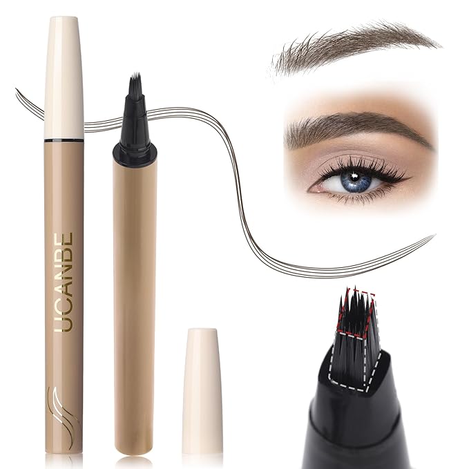 Microblading Brow-Fection Brow Eyebrow Pencil – Angled Brush Tip, Wild Natural Hair-Like Strokes, Patented Design, Long-Lasting & Smudge-Proof, for Beginners & Pros(02 Dark Brown）