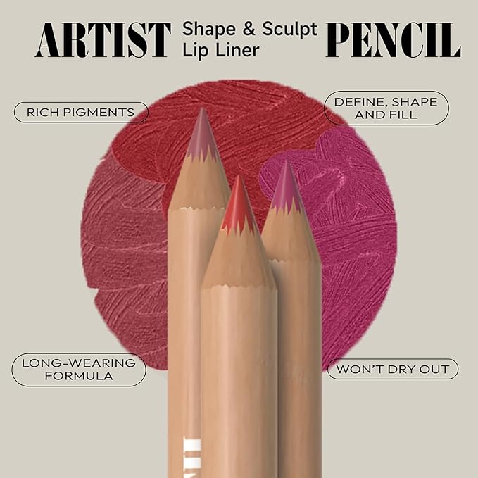 Beauty Glazed 6pcs Nude Brown Lip Liner Makeup Set - Waterproof & Smudge-Proof Matte Pencil, Long-Lasting & Durable, Smooth & Easy Glide, Non-Smudge, Contouring, Filling & Layering (PINK-ROSY Set)