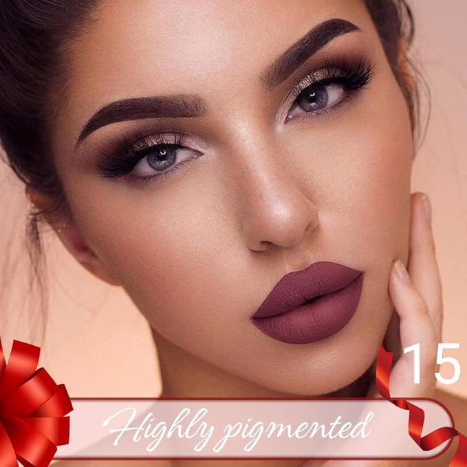 Purple Brown Crayon Matte Lipstick Lip Liner Pencil, Moisture Smooth Lipstick Pencil, With pencil sharpener Sharpenable Lip Pencil, Ultimate Lip Crayon for Women Smudgeproof Waterproof 15#