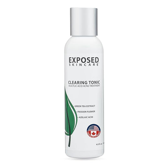 Exposed Skin Care, Clearing Tonic Facial Toner with 1% Salicylic Acid and Witch Hazel – Daily Toner for Teen and Adult Acne, Blackheads and Oily Skin – Natural, Non-Toxic and Cruelty Free