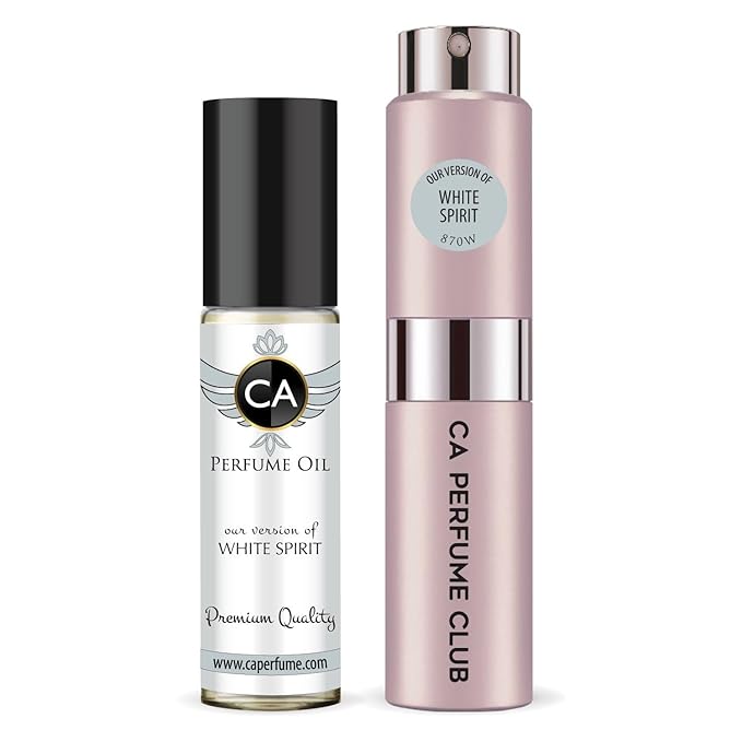 CA Perfume Duo Impression of White Spirit For Women Perfume Layering Set Long Lasting Travel Size EDP + Body Oil Roll-On Bottle 0.27 Fl Oz+0.33 Fl Oz