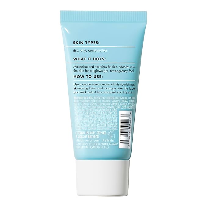 e.l.f. SKIN Holy Hydration! Moisturizer Mini, Ultra-Hydrating Formula, Infused with Aloe, Jojoba Oil & Shea Butter, Vegan & Cruelty-Free