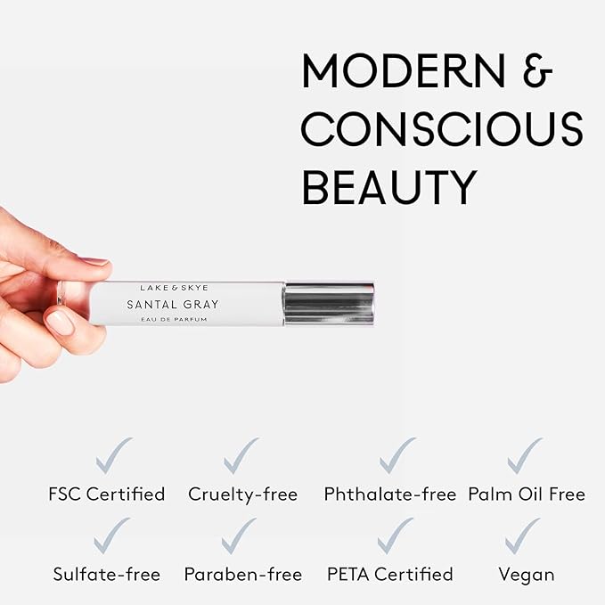 Lake & Skye Santal Gray Eau de Parfum, Long Lasting Fragrance, 0.5 fl oz (15 ml) - Woody Scent