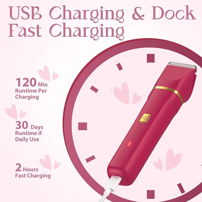 Electric Bikini Trimmer for Women - Waterproof Pubic Hair Trimmer & Facial Shaver, Rechargeable Cordless Electric Razor with Ceramic Blades, IPX7 Shower-Safe for Sensitive Skin, Christmas Gift for Her