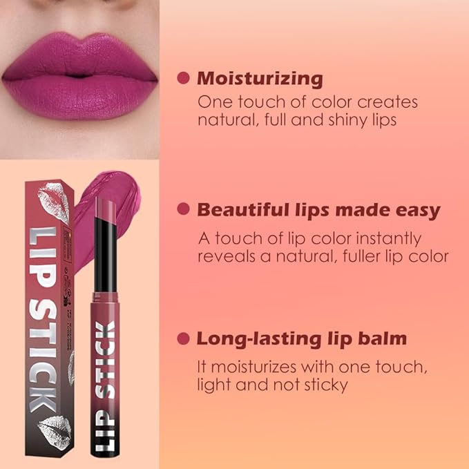 Matte Lipstick Crayon for Women, Light Purple Lip Stick Pencil 24 Hour Long Lasting Waterproof, Non-Drying Hydrating Formula Lip Gloss Makeup, Vegan & Cruelty-Free, 03