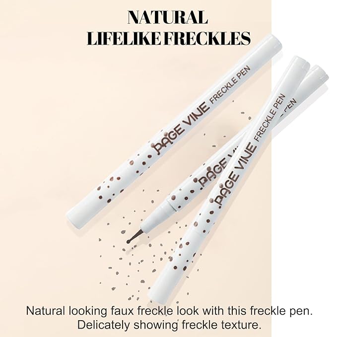 2 Pack Freckle Pen,Liquid Face Fake Freckles Makeup Pen to Create Natural Freckle Makeup and Freck beauty,Fake Freckles Waterproof for Lifelike Sunkissed Makeup,Mole Pen (01Light+02Medium)