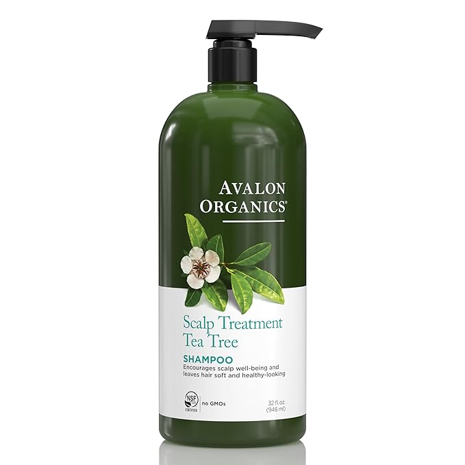 Avalon Organics Scalp Treatment Tea Tree Shampoo, Encourages Scalp Well-Being and Leaves Hair Soft, 32 Fluid Ounces
