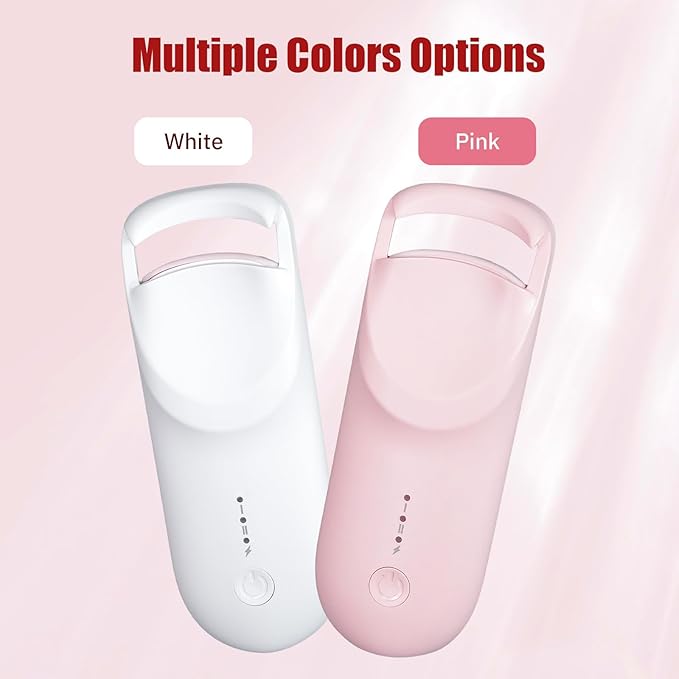 Upgrade Heated Eyelash Curler, Electric Eyelash Curler with 5s Fast Heating, Type-C Rechargeable, Portable Lash Curler, Long-Lasting Lash Lift, Natural Style, Heat-Sensitive Pad (Pink)