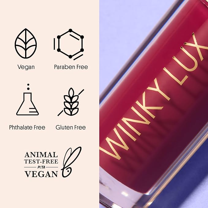 Winky Lux Berry Very There Lip Oil - Hydrating Berry Tint with Jojoba Oil, Non-Sticky Glossy Lip Oil, Tinted Red Gloss for Juicy Lips & Soft Vanilla Scent