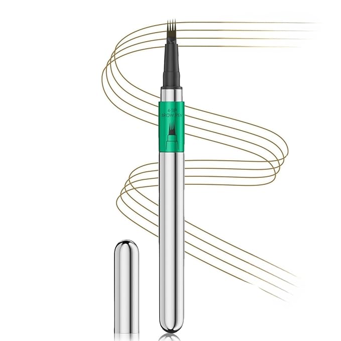 Microblading Eyebrow Pen - Waterproof Eye Brow Pen with 4-Fork-Tip Liquid Brow Pens for Natural Looking Defined Eyebrows (Light Brown)