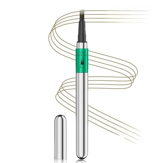 Microblading Eyebrow Pen - Waterproof Eye Brow Pen with 4-Fork-Tip Liquid Brow Pens for Natural Looking Defined Eyebrows (Light Brown)