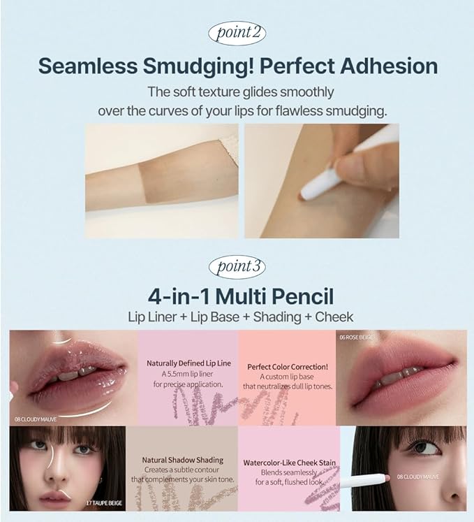 Heart Percent Dote On Mood Lip Pencil, Long-Lasting Creamy Lip Crayon Smooth Color Liner Retractable Lipstick Pencil 0.8g, #17. Taupe Beige