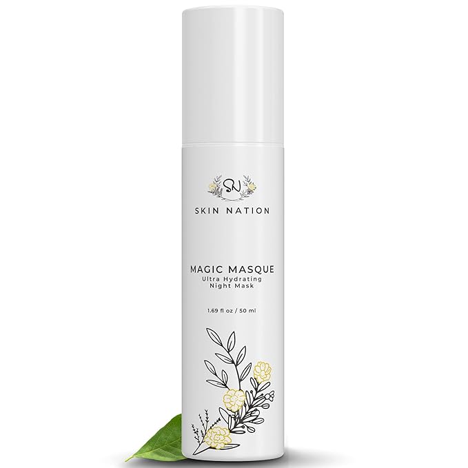 Skin Nation Magic Masque, Hydrating Night Mask with Hyaluronic Acid & Botanicals, Plant-Based Overnight Mask for Dry Skin, Smooth Texture & Radiant Glow, 1.7 oz