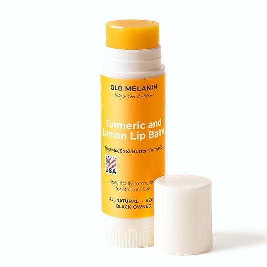 Glo Melanin All Natural Lemon and Turmeric Lip Balm - Natural Lip Balm Illuminate Your Smile, Brighten & Nourish Dark Lips Effortlessly - For Smokers Lips
