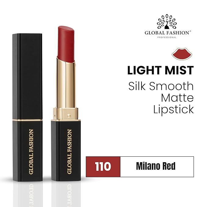 Global Fashion Silk Smooth Matte Lipstick – Long-Lasting, Luxurious Color, Rich Hydration, Lightweight Formula, Lightweight Matte Lip Color for Women, Available in Multiple Shades (110, 0.12 oz)