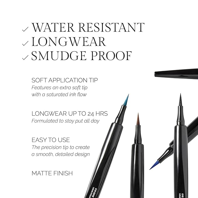 OFIR Eye Edge Liquid Eyeliner Pen | Water and Smudge Proof | Long Lasting Matte Finish, Soft Tip with Bold Pigment | Cruelty Free Formula | Black Eyeliner for Women | Onyx - Black | 0.04 Fl Oz