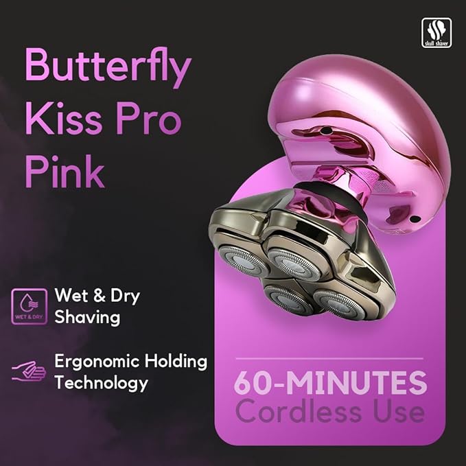 Skull Shaver Butterfly Kiss Pro (Pink): Best Electric Shaver for Bikini, Leg, Body Shaving