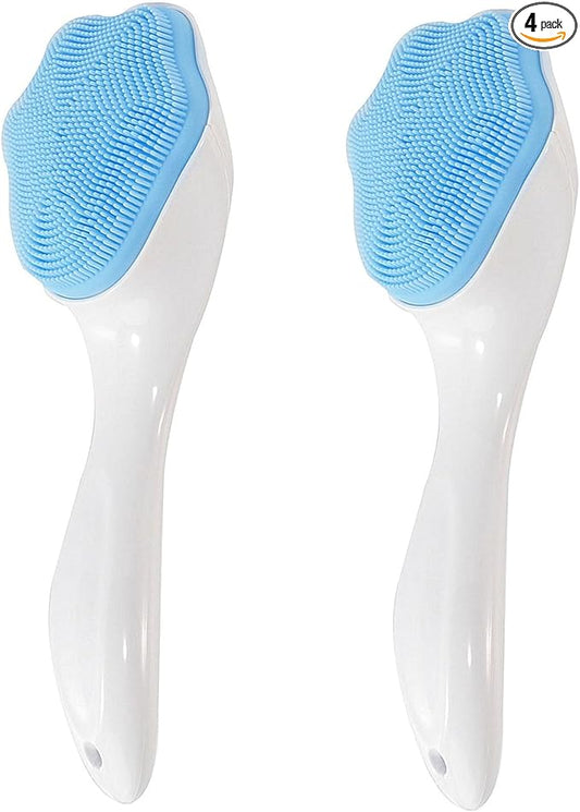 Silicone Face Scrubber Exfoliating Brush, Beomeen 2 Pack Manual Handheld Facial Cleansing and Blackhead Scrubber, Soft Bristles Waterproof for Face Skincare,Blue