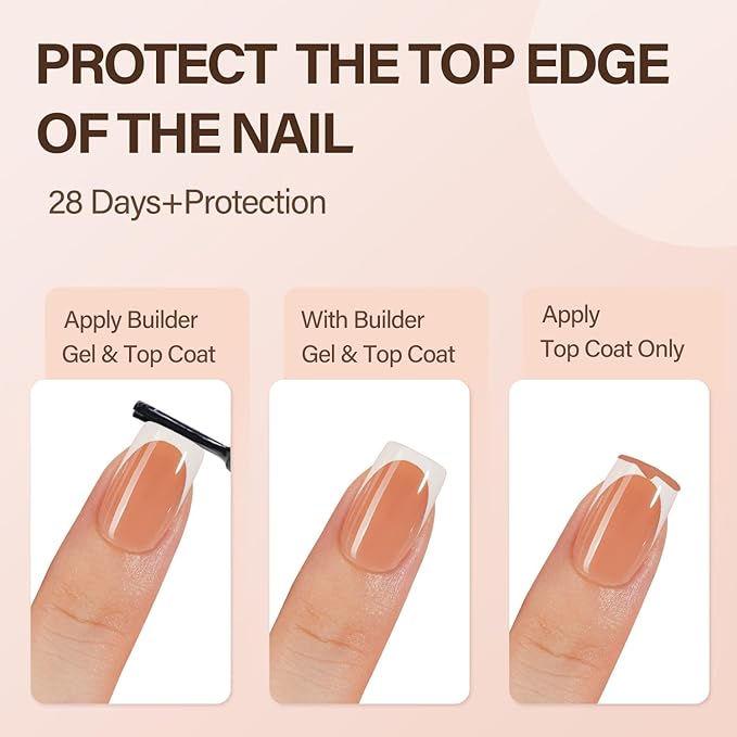 150Pcs French Gel Nails, Vansiho French Tip Press on Nails Brown, Short Square Soft Gel Nails Tips, Acrylic Fake Nails for Nail Art DIY 15 Sizes