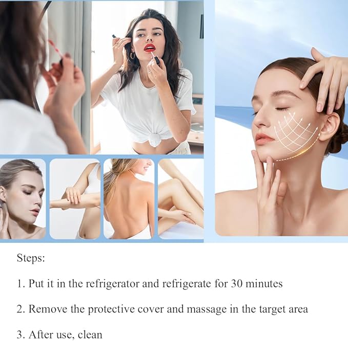 Ice Roller for Face and Eyes, Women Ice Face Roller Reduces Puffiness Relieves Migraines Massager 2 in 1, Facial Rollers, Skin Care Tools, Self Care Gifts for Men Women (Purple)