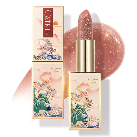 CATKIN Tinted Lip Balm Glitter Lip Stain Ultra Hydrating Lip Moistrurizer Lip Care with Vitamin E Nourishing For Cracked & Dry Lips 0.12 oz C12 Sirius - Golden Brown