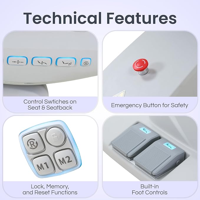 Massage Tools - Professional Spa and Facial Chair with 240° Rotation, LED Lighting, Memory Settings, and Adjustable Headrest - Premium Service Bed and Spa Chair for Salon and Facials - Grey