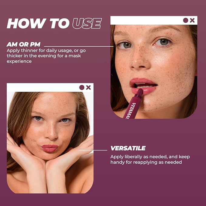 Vitamasques Lip Butter Balm - Berry Jam, Korean Lip Balm - Peptide Lip Treatment - Lips Balm Hydrating - Light Tinted Lips balm - Made in Korea - 0.33 fl.oz