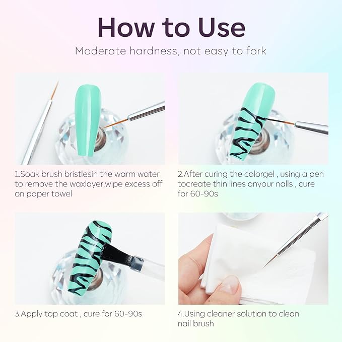 modelones Gel Nail Polish Set, 6 Colors Pastel Gel Polish Set with Nail Art Liner Brush, Soft Pink White Light Purple Blue Green Nude Painting Nail Polish Kit Manicure DIY Salon Gift