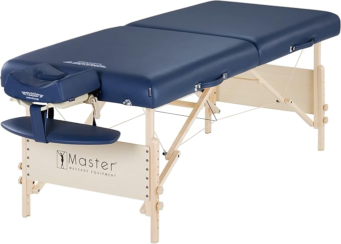 Master Massage Coronado Portable Massage Table Pro Package- Adjustable Height, Working Capacity of 750 lbs. and 3-Inch Foam Cushioning- Tattoo Bed, Lash Table- Royal Blue