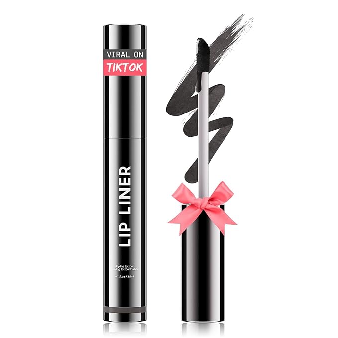 OETUIOW Lip Stain Peel Off, Lip Liner Moisturizing Long-Lasting & Waterproof, Transfer Proof & Plumping, Non-Stick Cup, Black Color