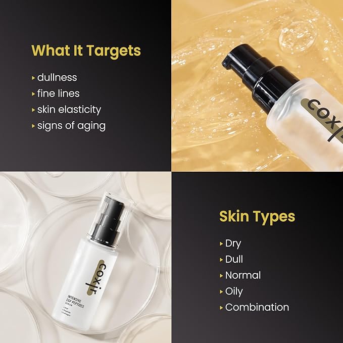 coxir INTENSIVE EGF PEPTIDES SERUM l EGF(Epidermal Growth Factor)-Firming, Smoothing & Hydration with Peptides and EGF–Fragrance-Free for Sensitive Skin l Korean Skincare (1.69 Fl Oz (Pack of 1)