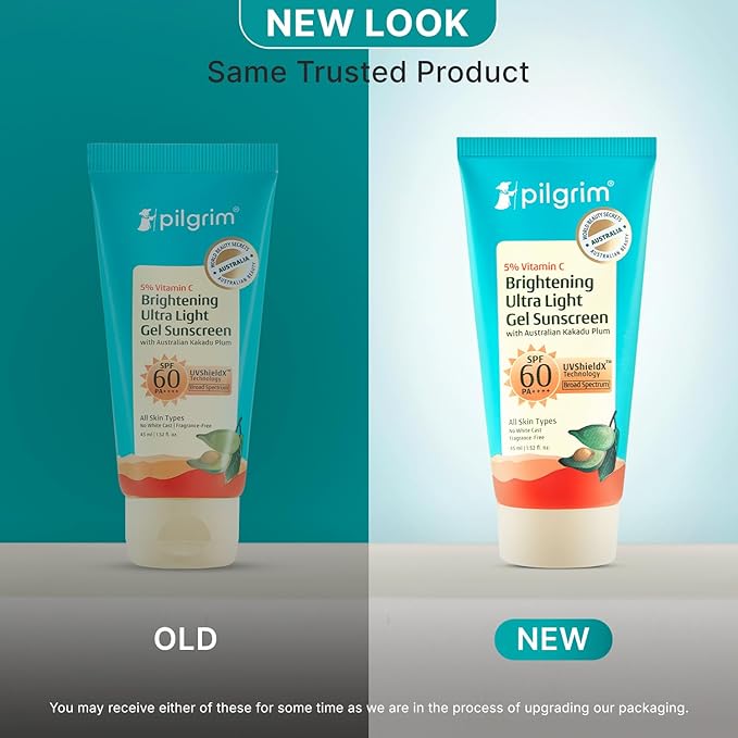 Pilgrim Vitamin C Gel Sunscreen SPF 60 PA++++, 45ml – Broad Spectrum, Lightweight, Non-Greasy, for All Skin Types