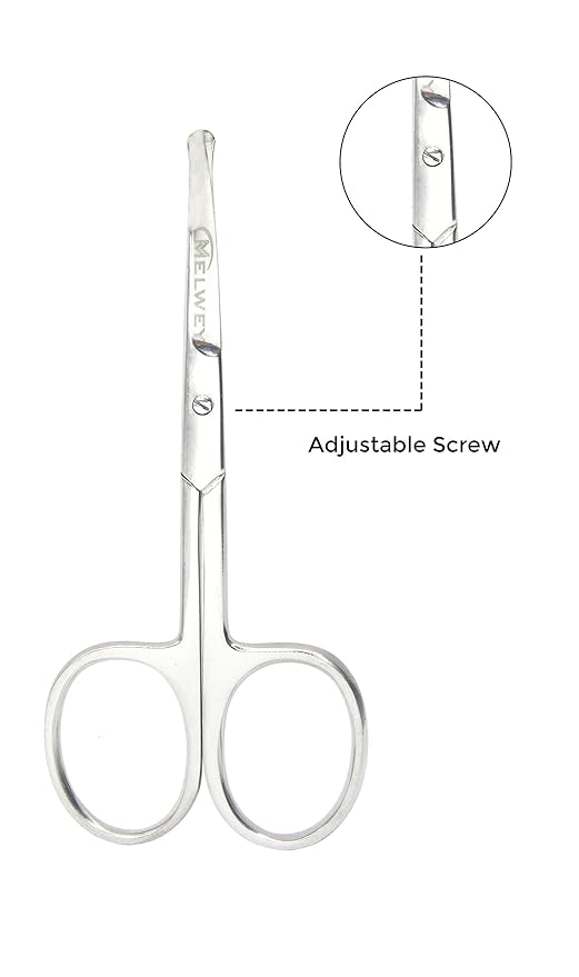 Rounded Stainless Steel Facial Hair Scissors – Safety Scissors for Nose Hair, Eyebrows, Eyelashes, Mustache, Beard, and Baby Nails