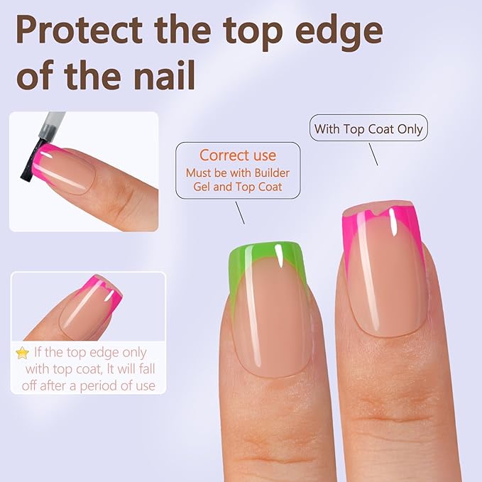 Misssix French Gel Nail Tips, 160Pcs French Tip Press on Nails Short Square, No Need to File Tips Pre-lasting, Fake Nails for Nail Art DIY 16 Sizes